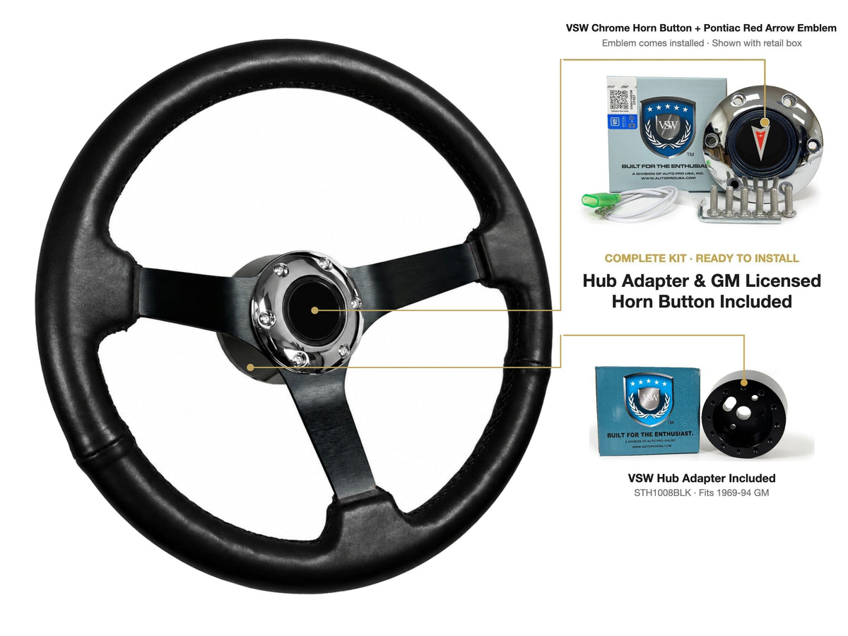 ST3160BLK steering wheel kit - Chrome horn button, Pontiac Red Arrow emblem