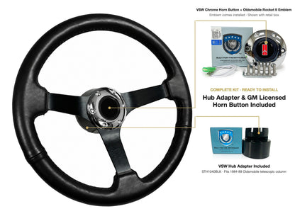 ST3160BLK steering wheel kit - Chrome horn button, Rocket II 1981-96 emblem