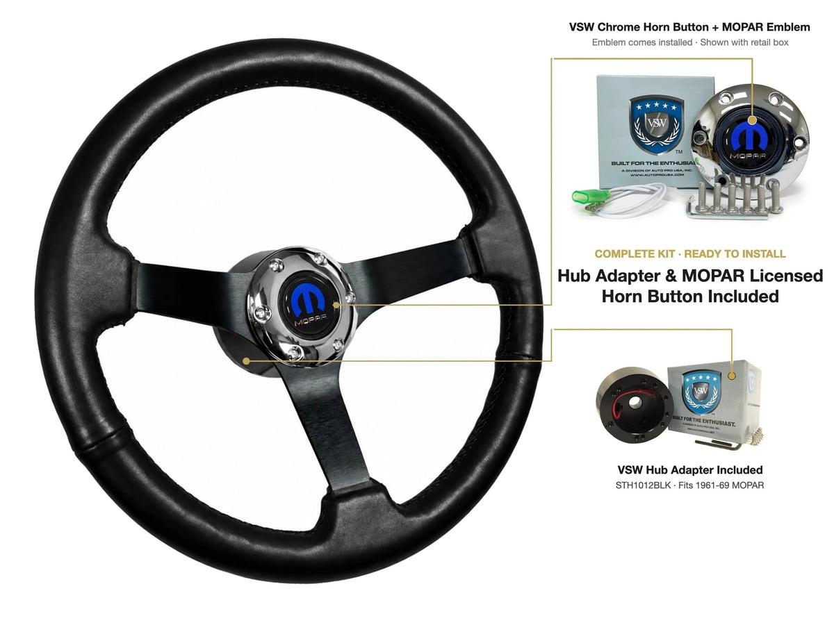 ST3160BLK steering wheel kit - Chrome horn button, MOPAR emblem