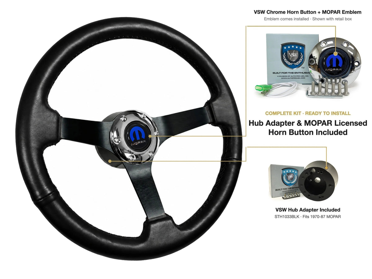 ST3160BLK steering wheel kit - Chrome horn button, MOPAR emblem