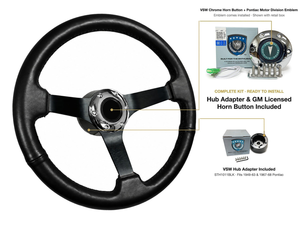 ST3160BLK steering wheel kit - Chrome horn button, Pontiac Motor Division emblem
