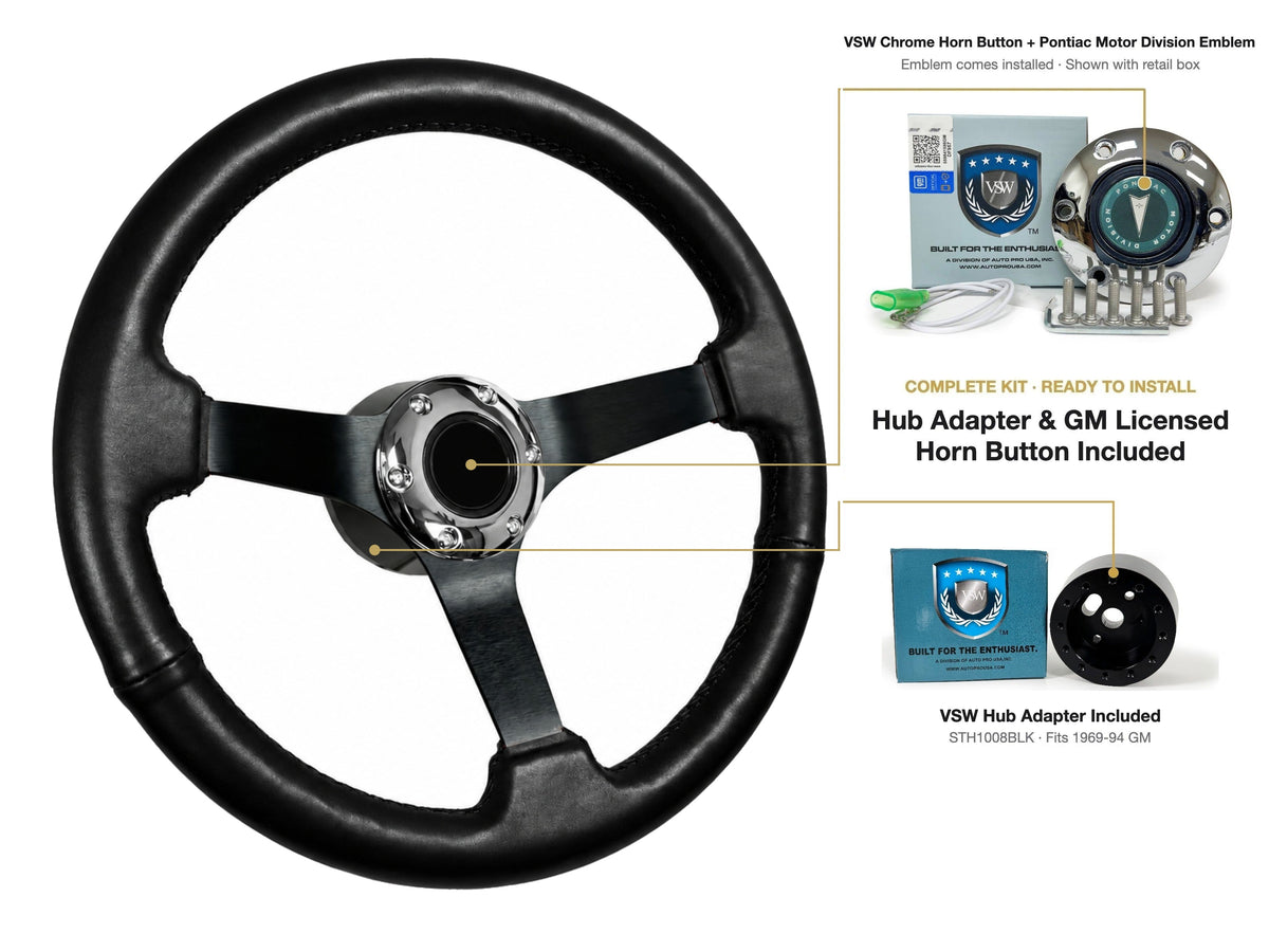 ST3160BLK steering wheel kit - Chrome horn button, Pontiac Motor Division emblem