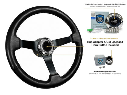 ST3160BLK steering wheel kit - Chrome horn button, 442 1969-72 emblem