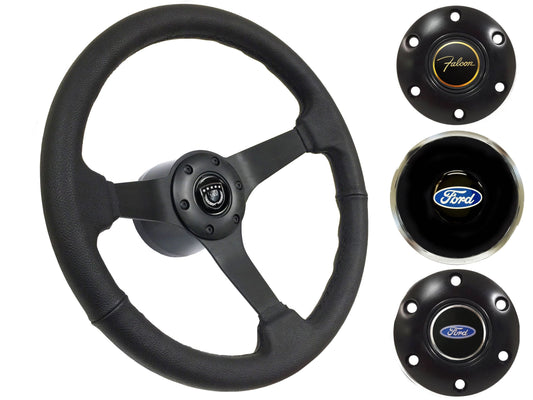 1970 Ford Falcon Steering Wheel Kit | Black Leather | ST3160BLK