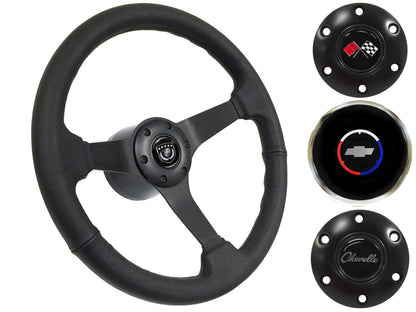 1967-68 Chevelle Steering Wheel Kit | Black Leather | ST3160BLK