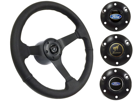 1975-77 Ford Bronco Steering Wheel Kit | Black Leather | ST3160BLK