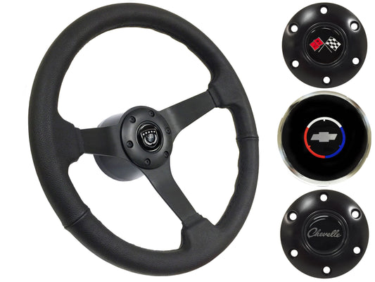 1969-77 Chevelle Steering Wheel Kit | Black Leather | ST3160BLK