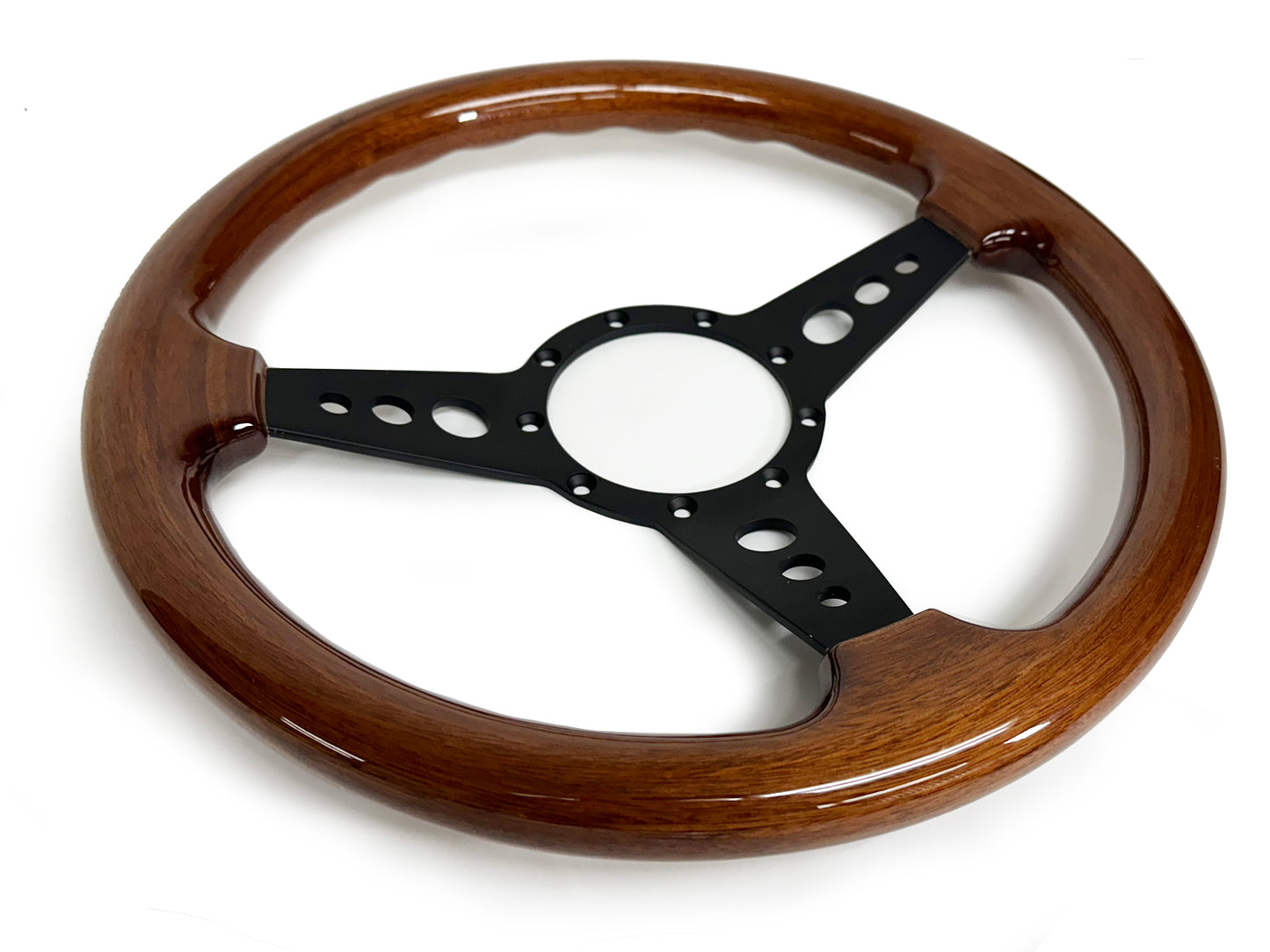 VSW S9 Deluxe Wood Steering Wheel | Walnut Wood, 3-Spoke w/ Holes | ST3176