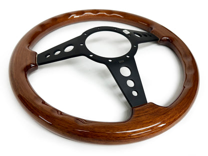 VSW S9 Deluxe Wood Steering Wheel | Walnut Wood, 3-Spoke w/ Holes | ST3176