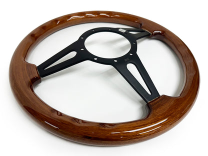 VSW S9 Deluxe Wood Steering Wheel | Walnut Wood, Slotted 3-Spoke | ST3178