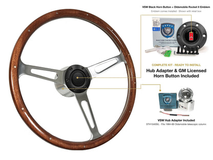 ST3553 steering wheel kit - Black horn button, Rocket II 1981-96 emblem