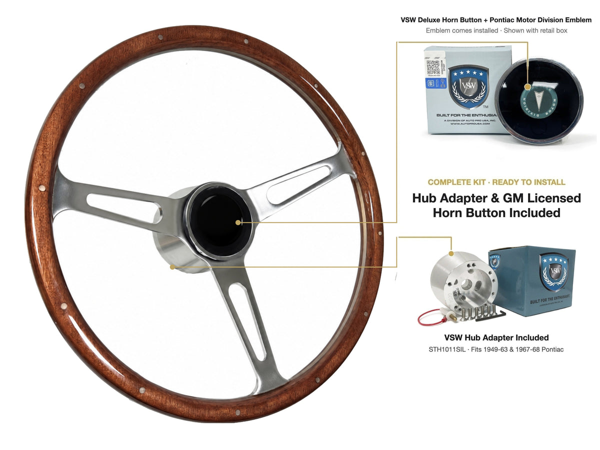 ST3553 1949-63 Pontiac kit - Deluxe button, Pontiac Motor Division emblem