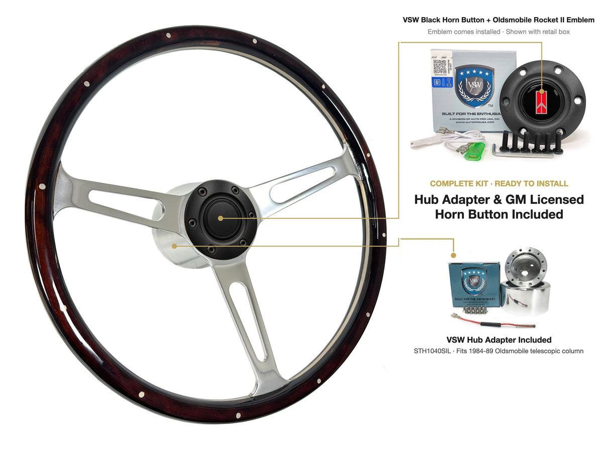 ST3553A steering wheel kit - Black horn button, Rocket II 1981-96 emblem