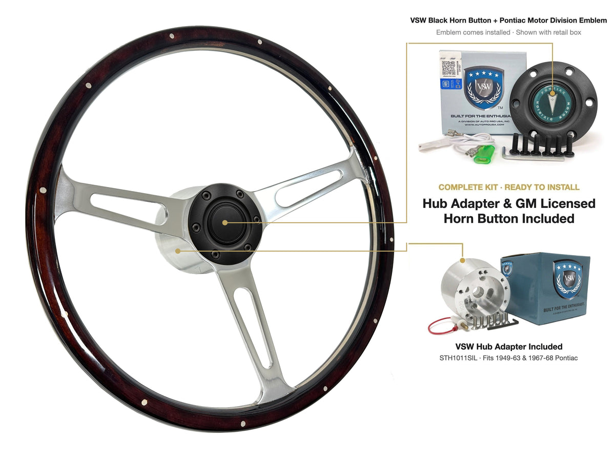 ST3553A steering wheel kit - Black horn button, Pontiac Motor Division emblem
