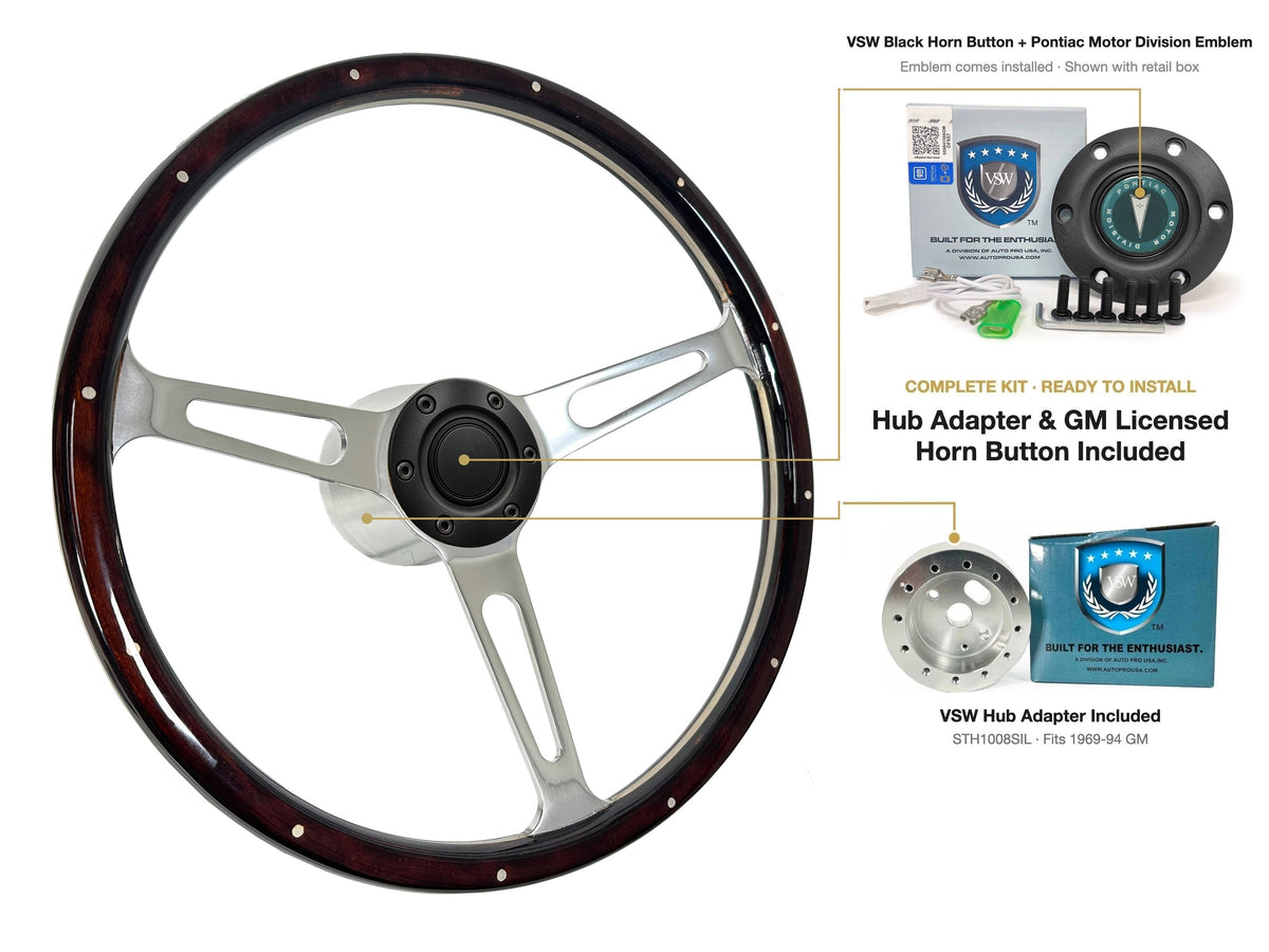 ST3553A steering wheel kit - Black horn button, Pontiac Motor Division emblem