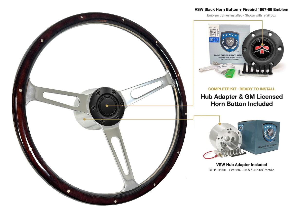 ST3553A steering wheel kit - Black horn button, Firebird 1967-69 emblem
