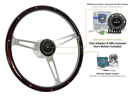 ST3553A steering wheel kit - Black horn button, 442 1969-72 emblem