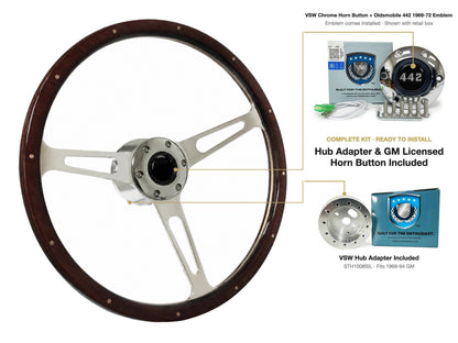 ST3553A 1969-89 Oldsmobile kit - Chrome button, 442 1969-72 emblem