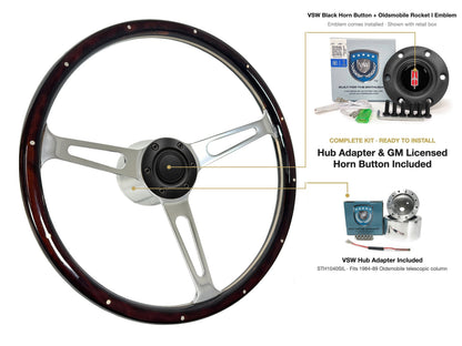 ST3553A steering wheel kit - Black horn button, Rocket I 1960-80 emblem