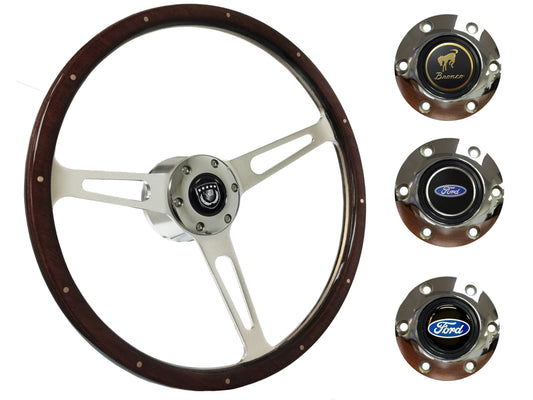 1975-77 Ford Bronco Steering Wheel Kit | Deluxe Espresso Wood | ST3553A