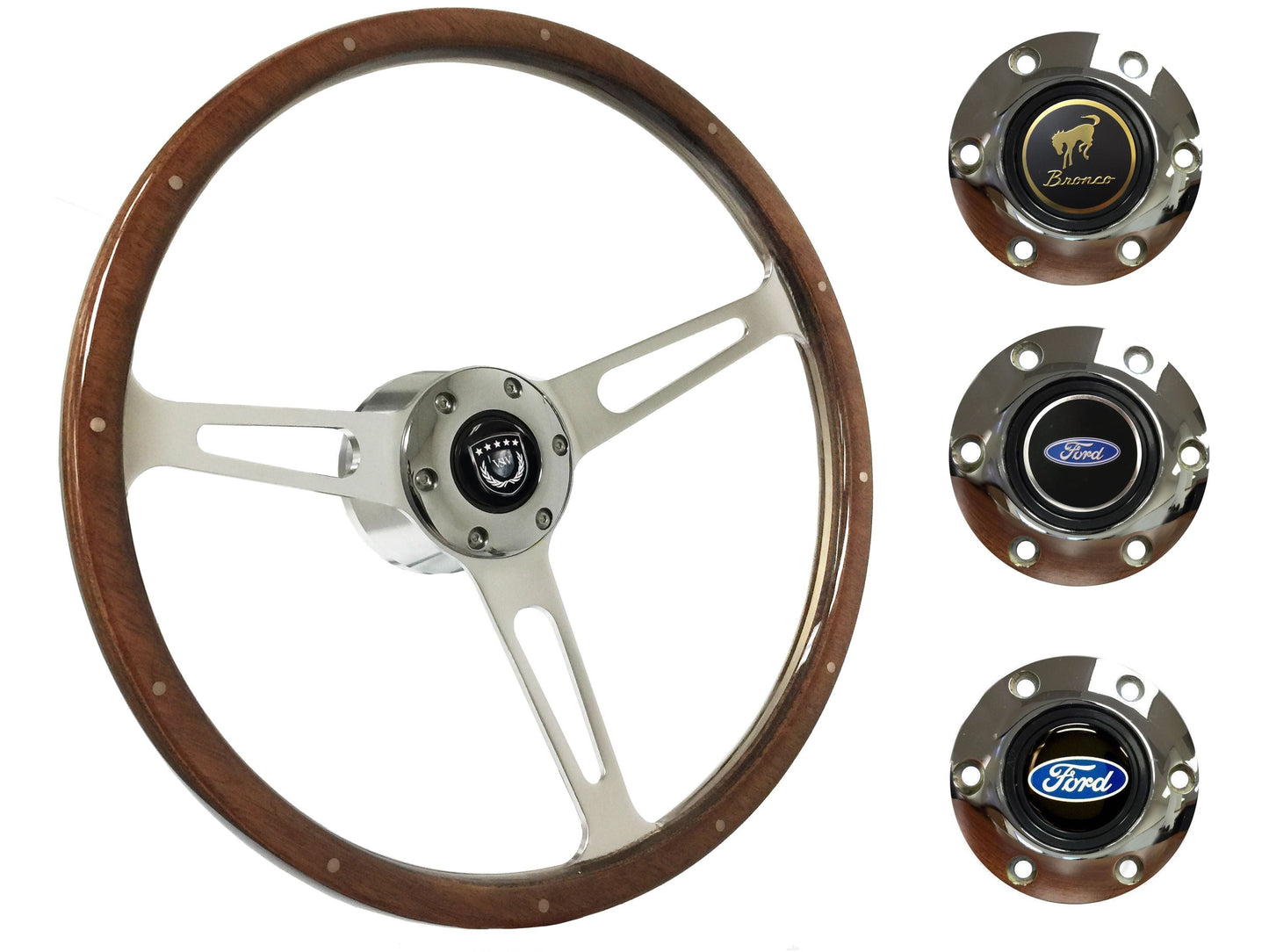 1975-77 Ford Bronco Steering Wheel Kit | Deluxe Walnut Wood | ST3553