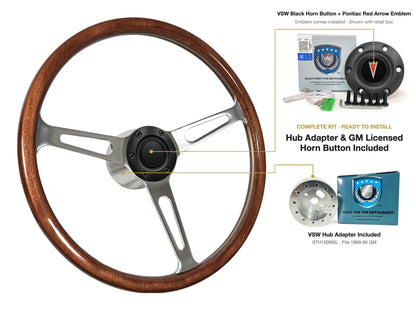 ST3554 steering wheel kit - Black horn button, Pontiac Red Arrow emblem
