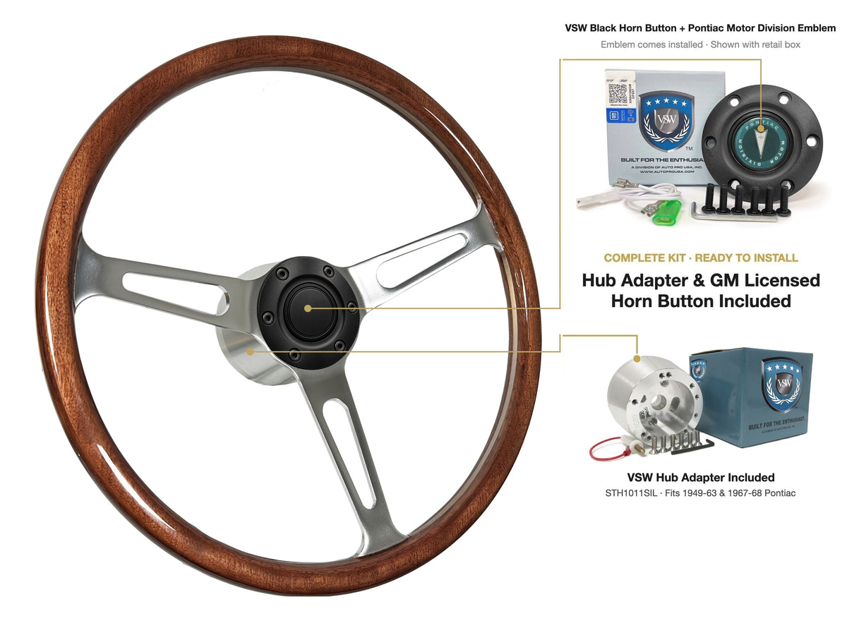 ST3554 steering wheel kit - Black horn button, Pontiac Motor Division emblem