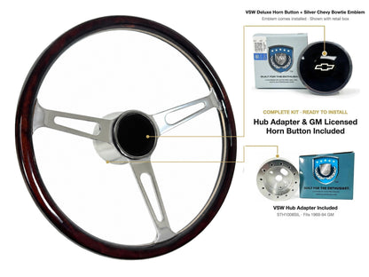ST3554A 1969-88 Chevy Nova kit - Deluxe button, Silver Chevy Bowtie emblem