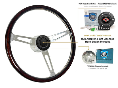ST3554A steering wheel kit - Black horn button, Firebird 1967-69 emblem