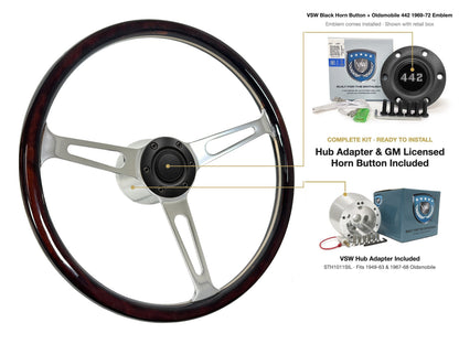 ST3554A steering wheel kit - Black horn button, 442 1969-72 emblem
