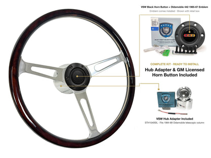 ST3554A steering wheel kit - Black horn button, 442 1965-67 emblem