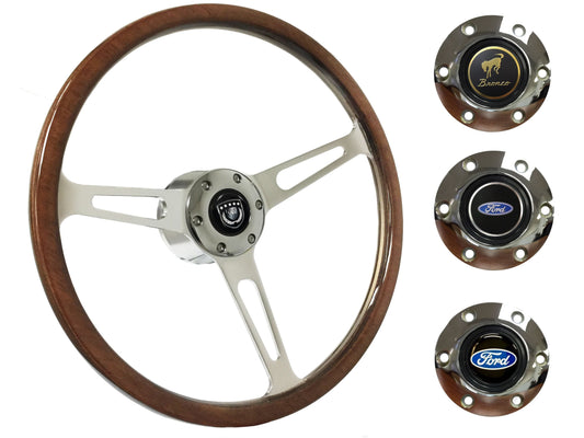 1975-77 Ford Bronco Steering Wheel Kit | Deluxe Walnut Wood | ST3554