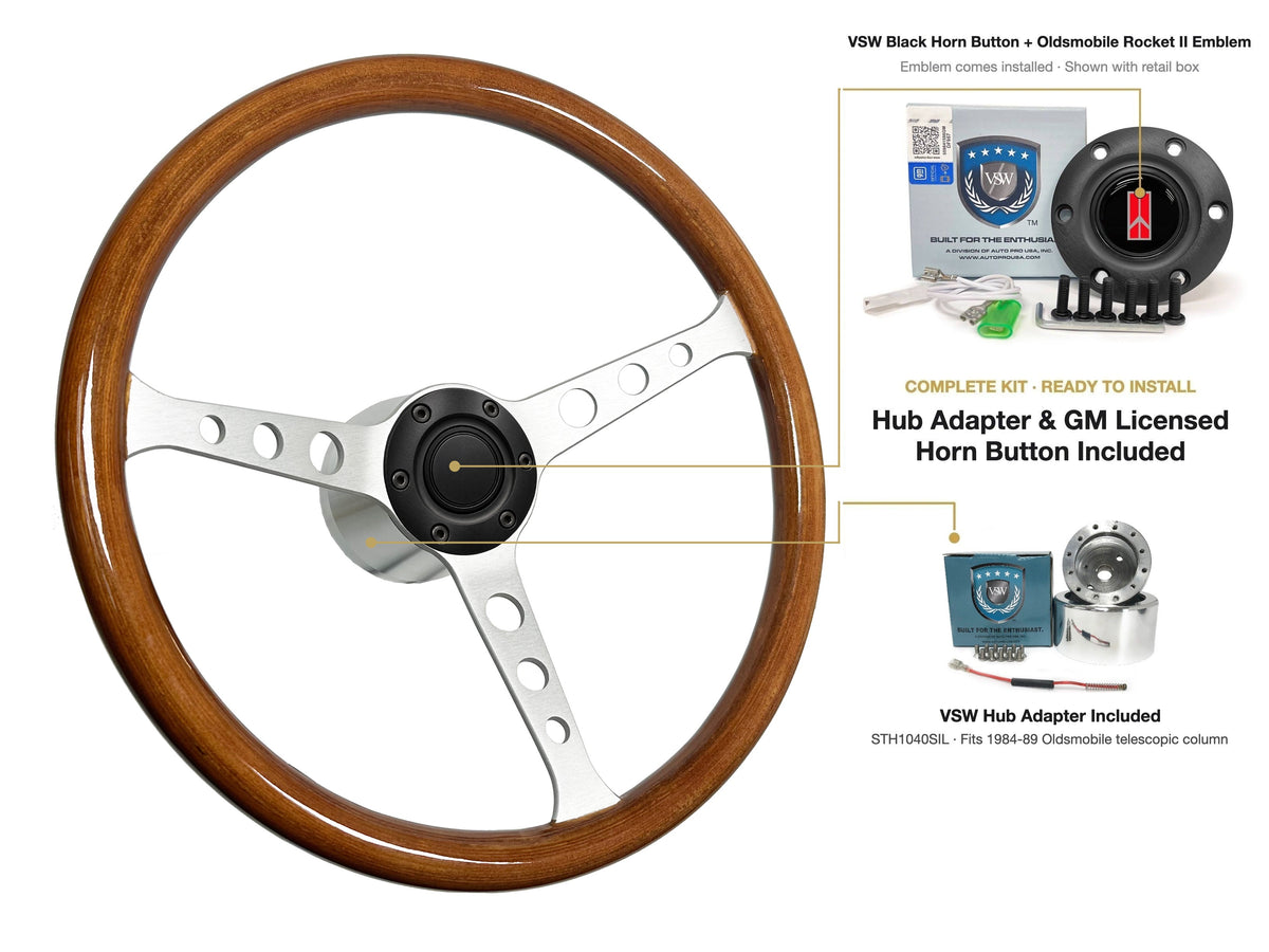 ST3578 steering wheel kit - Black horn button, Rocket II 1981-96 emblem