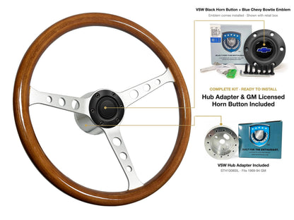 ST3578 steering wheel kit - Black horn button, Blue Chevy Bowtie emblem