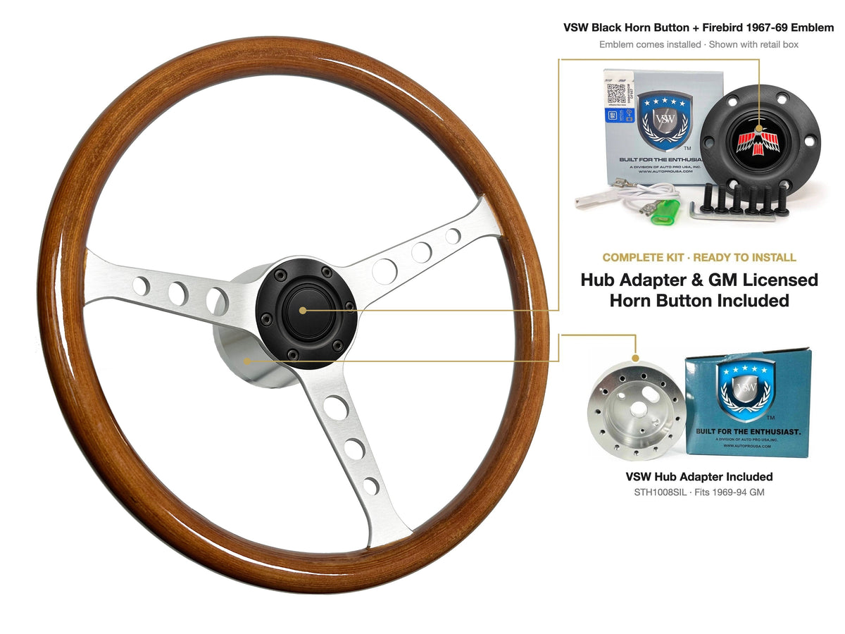 ST3578 steering wheel kit - Black horn button, Firebird 1967-69 emblem