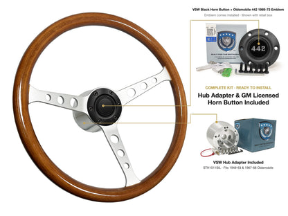 ST3578 steering wheel kit - Black horn button, 442 1969-72 emblem