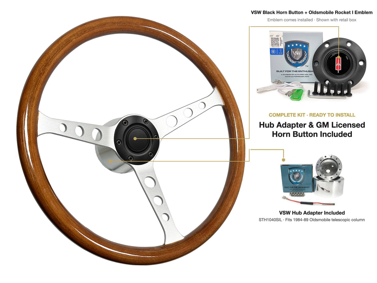 ST3578 steering wheel kit - Black horn button, Rocket I 1960-80 emblem