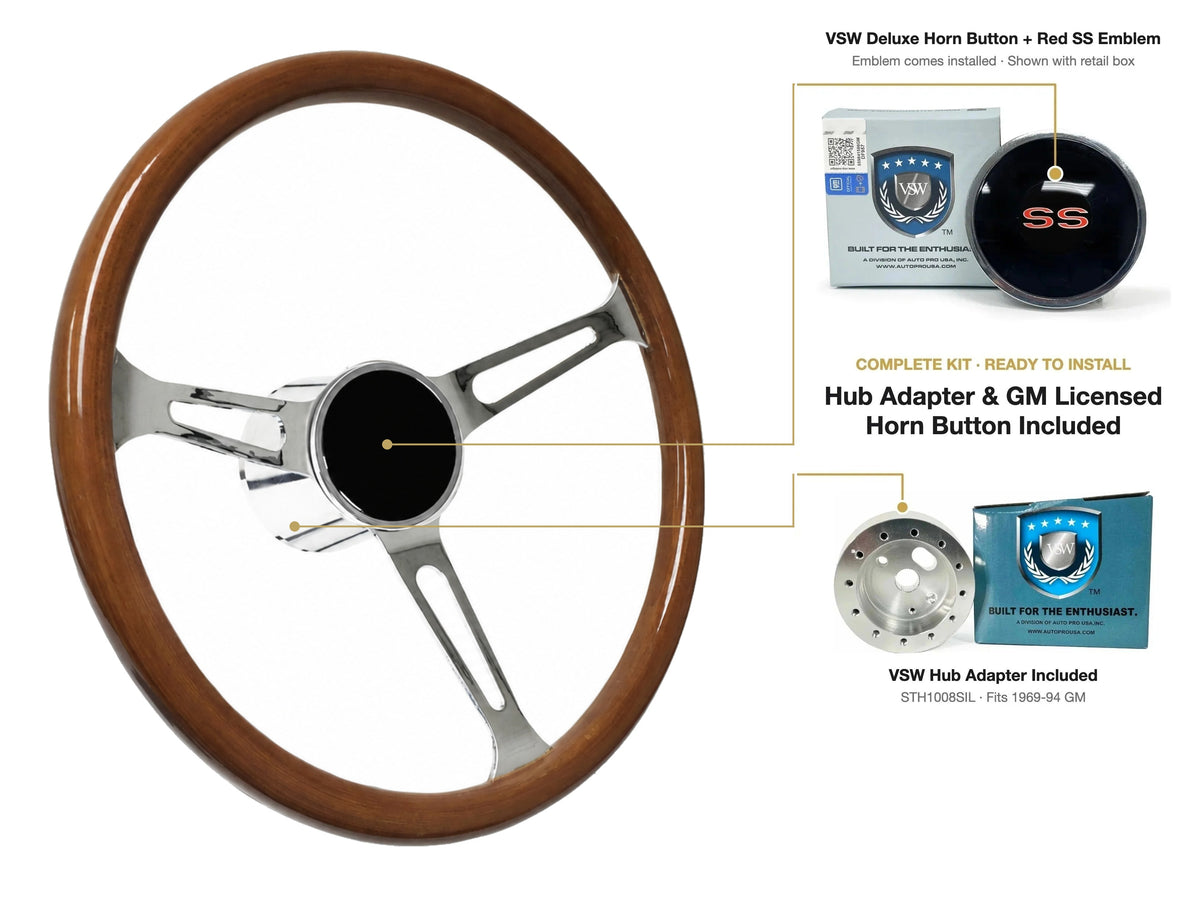 ST3579 steering wheel kit - Deluxe horn button, Red SS emblem