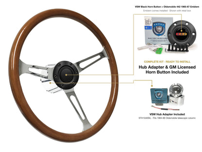 ST3579 steering wheel kit - Black horn button, 442 1965-67 emblem
