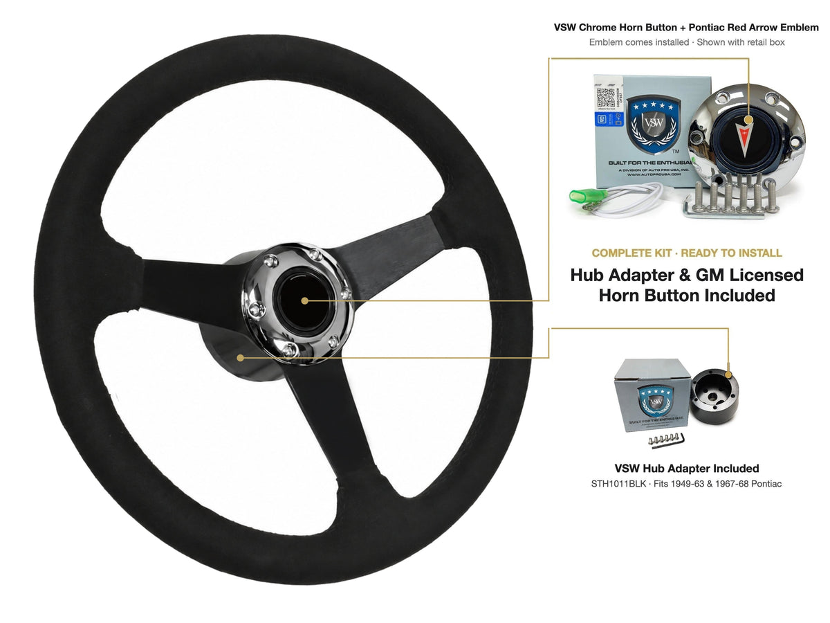 ST3582BLK steering wheel kit - Chrome horn button, Pontiac Red Arrow emblem