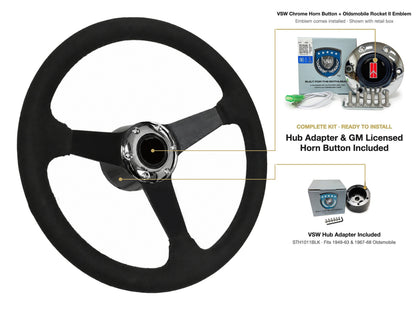 ST3582BLK steering wheel kit - Chrome horn button, Rocket II 1981-96 emblem