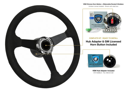 ST3582BLK steering wheel kit - Chrome horn button, Rocket II 1981-96 emblem