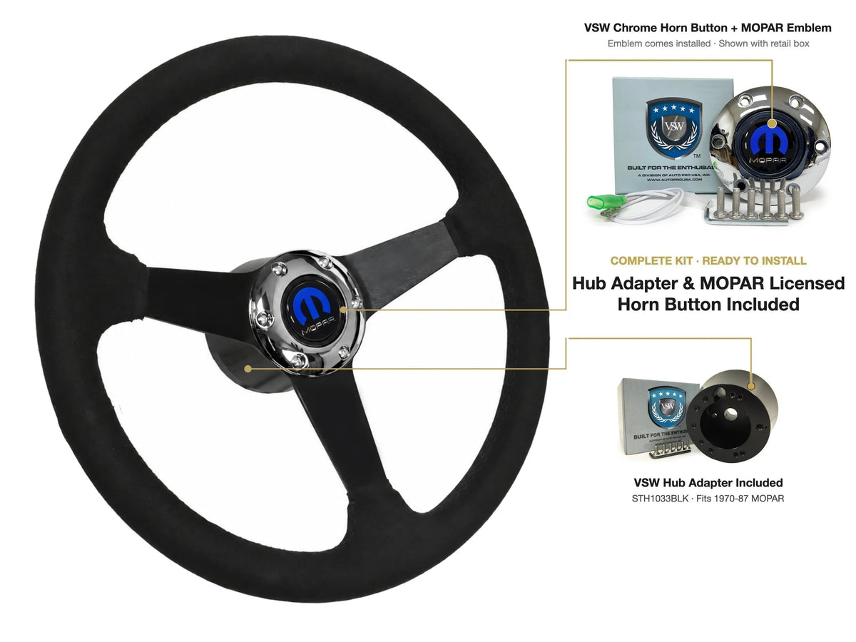 ST3582BLK steering wheel kit - Chrome horn button, MOPAR emblem