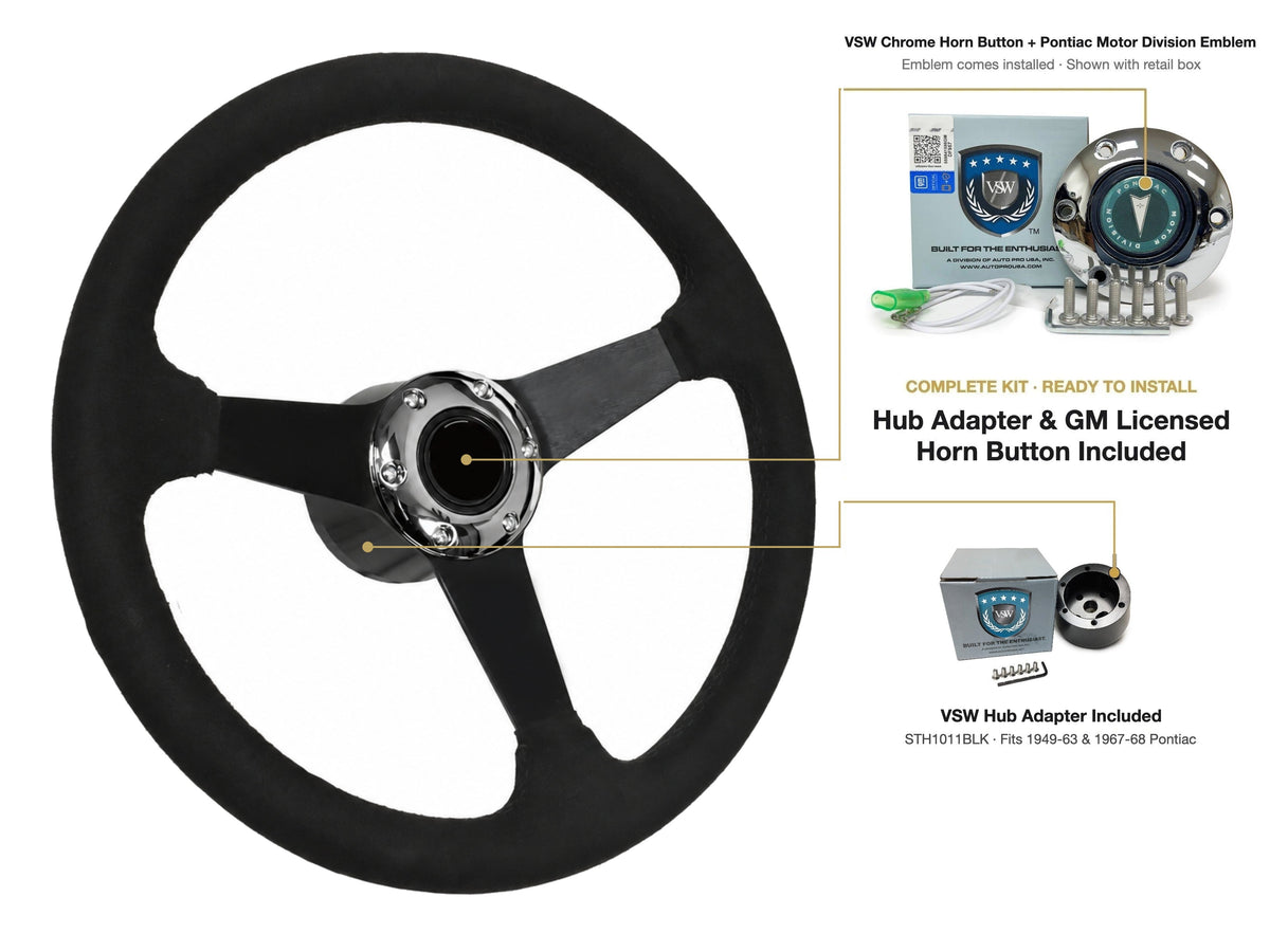 ST3582BLK steering wheel kit - Chrome horn button, Pontiac Motor Division emblem