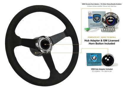 ST3582BLK steering wheel kit - Chrome horn button, Tri-Color Chevy Bowtie emblem