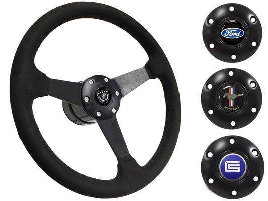 1964.5 Ford Mustang Steering Wheel Kit | Black Ultralux Suede