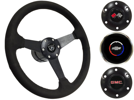 1960-73 Chevy Truck, GMC Steering Wheel Kit | Black Ultralux Suede | ST3582BLK