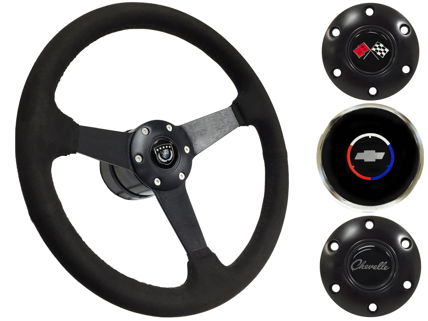 1967-68 Chevelle Steering Wheel Kit | Black Ultralux Suede | ST3582BLK