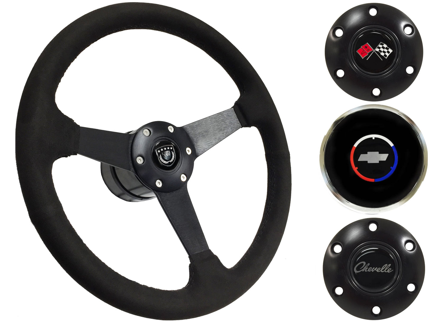 1969-77 Chevelle Steering Wheel Kit | Black Ultralux Suede | ST3582BLK