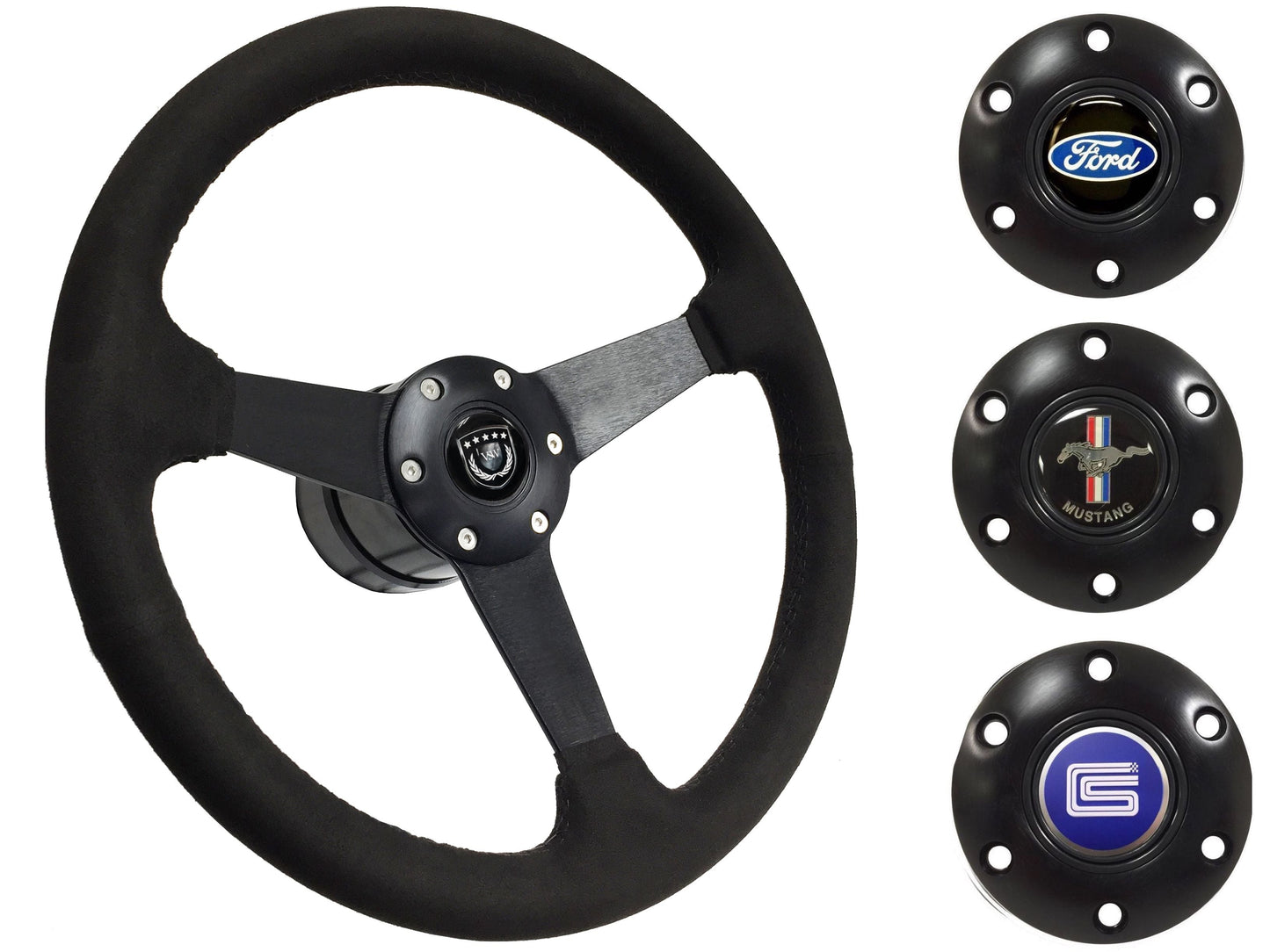 1984-04 Ford Mustang Steering Wheel Kit | Black Ultralux Suede | ST3582BLK